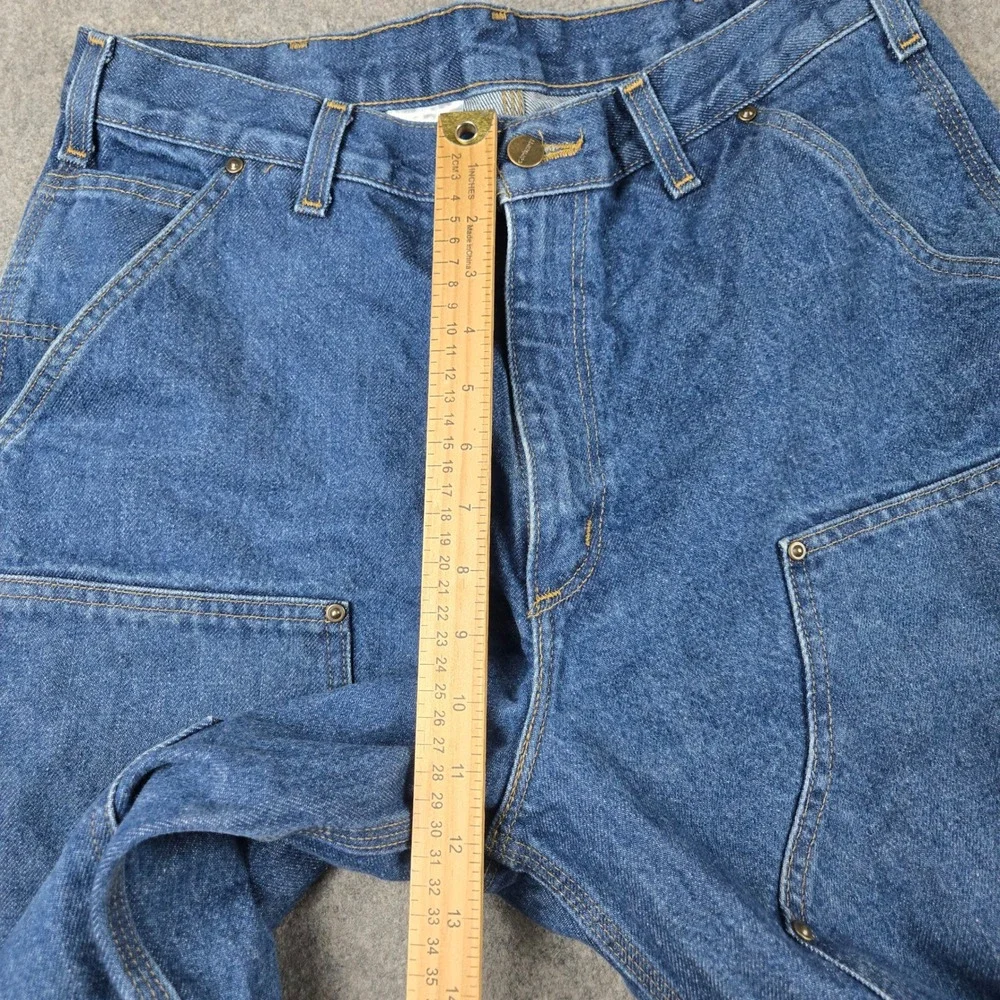 Carhartt Double Knee Jeans Mens 34x30 Blue Loose Fit Carpenter Utility B73-DST